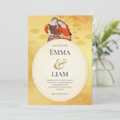 Elegante gouden huwelijksuitnodiging -  Des Kaart (Staand voorkant)