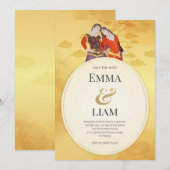 Elegante gouden huwelijksuitnodiging -  Des Kaart (Voorkant / Achterkant)