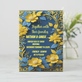 Elegante gouden huwelijksuitnodiging kaart (Staand voorkant)