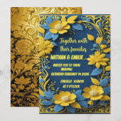 Elegante gouden huwelijksuitnodiging kaart (Voorkant / Achterkant)