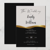 Elegante Gouden huwelijksuitnodiging Kaart (Voorkant / Achterkant)