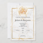 Elegante gouden huwelijksuitnodiging met bloemenac kaart (Voorkant)