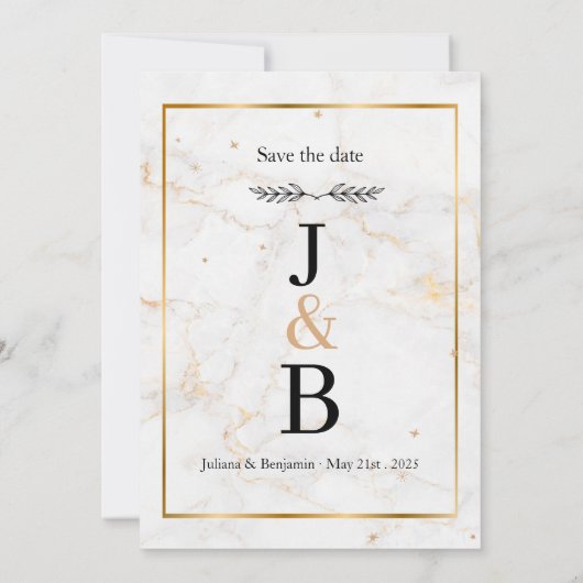 Elegante gouden huwelijksuitnodiging met bloemenac kaart (Achterkant)