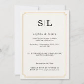 Elegante gouden huwelijksuitnodiging met monogram kaart (Voorkant)