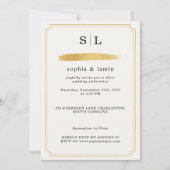 Elegante gouden huwelijksuitnodiging met monogram kaart (Voorkant)