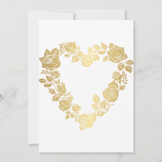 Elegante gouden huwelijksuitnodigingen met hart kaart (Achterkant)