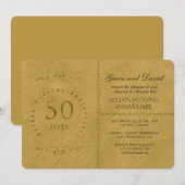 Elegante gouden huwelijksverjaardag uitnodiging (Voorkant / Achterkant)