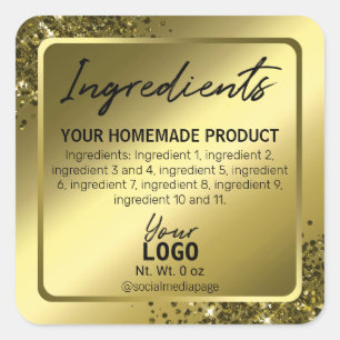 Elegante gouden ingrediëntenlabels vierkante sticker