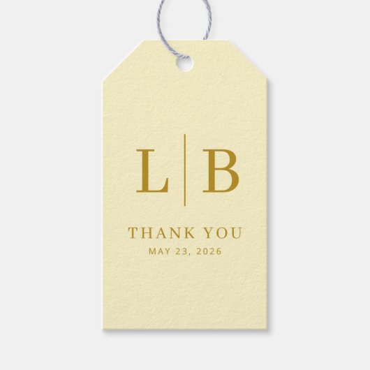 Elegante gouden initialen dank je wel cadeaulabel (Voorkant)