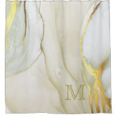 Elegante gouden inkt abstract patroon monogram douchegordijn (Voorkant)