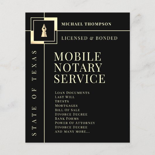 Elegante gouden inktpen notaris flyer (Voorkant)