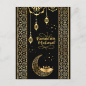 Elegante gouden islamitische patronen Ramadan Muba Briefkaart (Voorkant)
