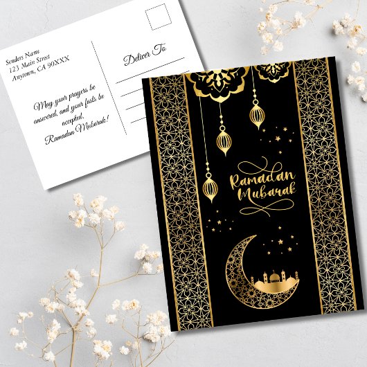 Elegante gouden islamitische patronen Ramadan Muba Briefkaart