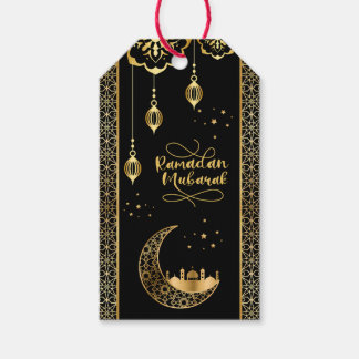 Elegante gouden islamitische patronen Ramadan Muba Cadeaulabel