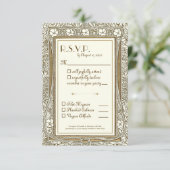 Elegante gouden ivoor Art Nouveau RSVP w Maaltijdk Kaartje (Staand voorkant)