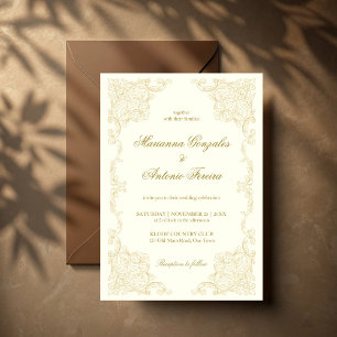 Elegante gouden ivoor vintage sierlijke lijst brui kaart