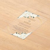 Elegante gouden ivoren bloem Spaans geslacht onthu Acryl Uitnodigingen (Laagn)