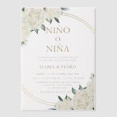 Elegante gouden ivoren bloem Spaans geslacht onthu Vellum Uitnodigingen (Voorkant)