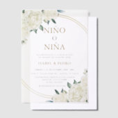 Elegante gouden ivoren bloem Spaans geslacht onthu Vellum Uitnodigingen (Offset)