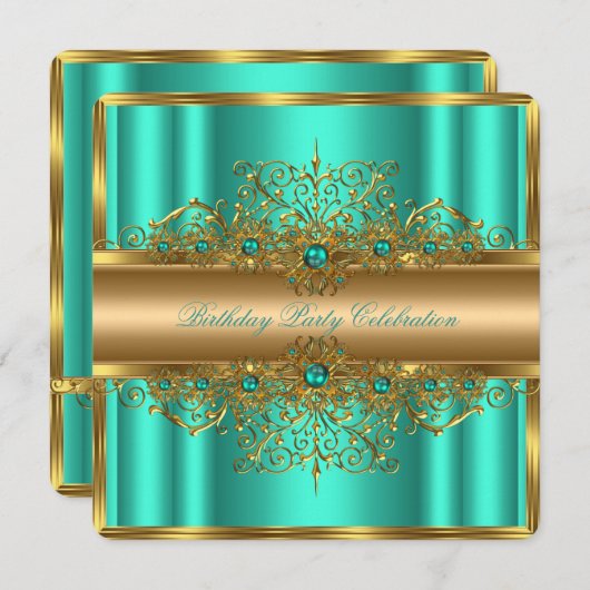 Elegante Gouden Jade Duifkleurige Parels Verjaarda Kaart (Voorkant / Achterkant)