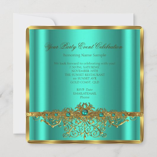 Elegante Gouden Jade Duifkleurige Parels Verjaarda Kaart (Achterkant)