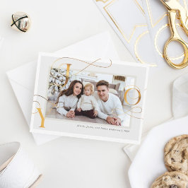 Elegante gouden "Joy" Familie Foto Vakantie Kaart