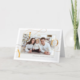 Elegante gouden "Joy" Familie Foto Vakantie Kaart