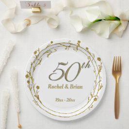 Elegante gouden jubileum papieren borden bordje