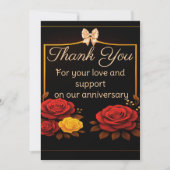 Elegante gouden Jubileum rode rozen Bedankkaart (Voorkant)