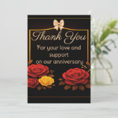 Elegante gouden jubileum rozen bedankkaart (Staand voorkant)