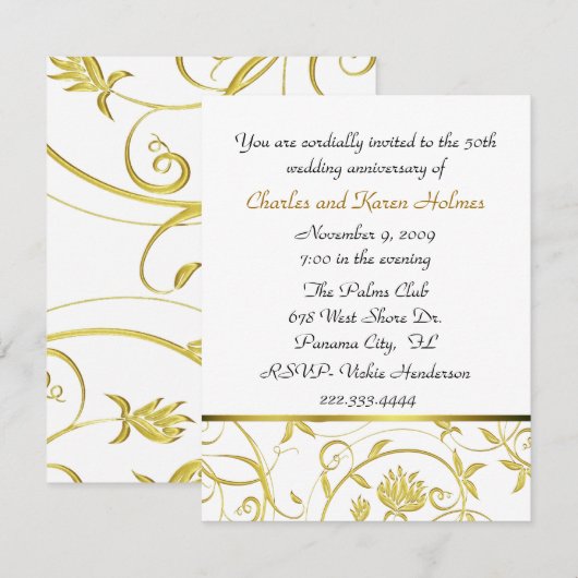 Elegante gouden jubileumuitnodiging kaart (Voorkant / Achterkant)