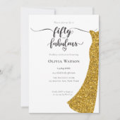 Elegante gouden jurk 50 en fabuleuze verjaardag kaart (Voorkant)