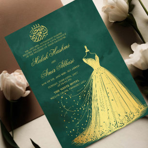 Elegante gouden jurk Groen Islamitische islamitisc Kaart