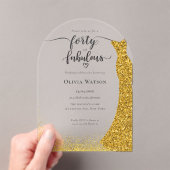 Elegante gouden jurk veertig fantastische verjaard acryl uitnodigingen (Insitu (Draagbaar))