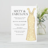 Elegante gouden jurk vrouwen 60ste verjaardagsfees kaart (Staand voorkant)