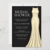 Elegante gouden jurk & zwart Vrijgezellenfeest Kaart (Voorkant)