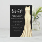 Elegante gouden jurk & zwart Vrijgezellenfeest Kaart (Staand voorkant)