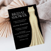 Elegante gouden jurk & zwart Vrijgezellenfeest Kaart