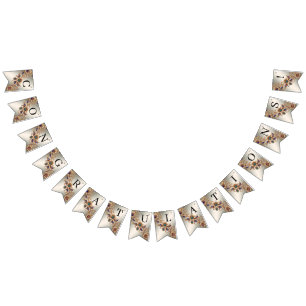 Elegante gouden juweel bloemen Bunting Vlag Vlaggetjes