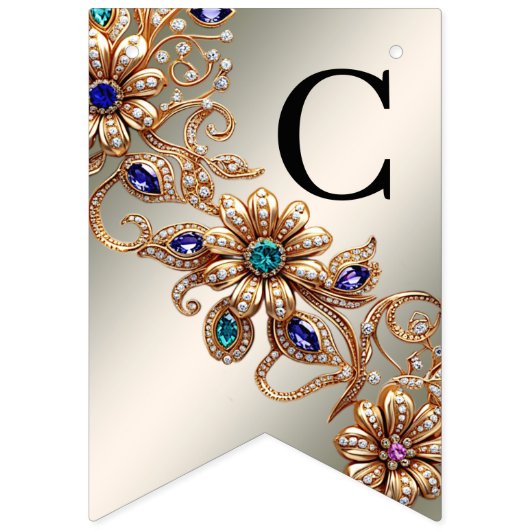 Elegante gouden juweel bloemen Bunting Vlag Vlaggetjes (Eerste vlag)