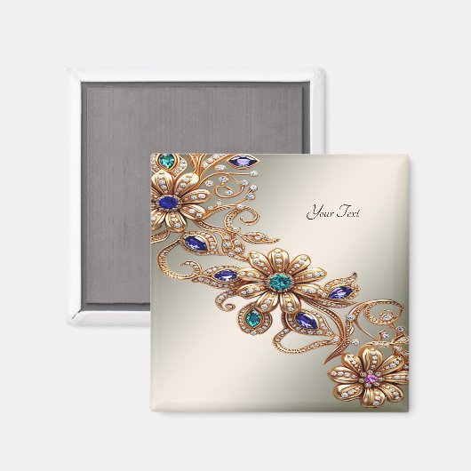 Elegante gouden juweel bloemen magneet (Voorkant / Achterkant)