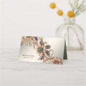 Elegante gouden juweel bloemen Place Card Plaatskaartje (Achterkant)