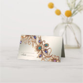 Elegante gouden juweel bloemen Place Card Plaatskaartje (Voorkant)