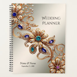Elegante gouden juweel bloemen planner