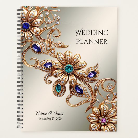 Elegante gouden juweel bloemen planner (Voorkant)