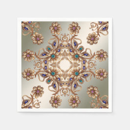 Elegante gouden juweel bloemen servetten