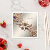 Elegante gouden juweel bloemen servetten (Insitu)