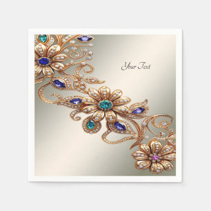 Elegante gouden juweel bloemen servetten