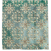 Elegante gouden juweel op groen douchegordijn (Voorkant)