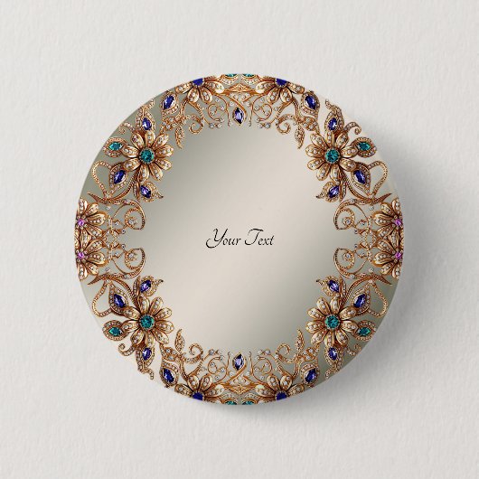 Elegante gouden juweelbloemen Button (Voorkant)